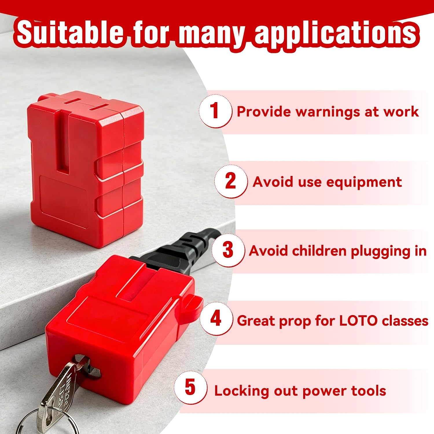 Plug Lockout Device for Electrical Cords, Plug Locking Safety with 2 Keys