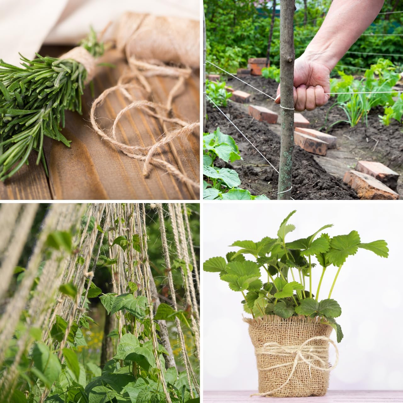 280 m Jute Twine Made of Natural Fibre, 4 mm, 100% Biodegradable, for Crafts, Decoration, Gift Wrapping, Natural Fibre Parcel Cord for Garden (280 m Length, 4 mm Thick)