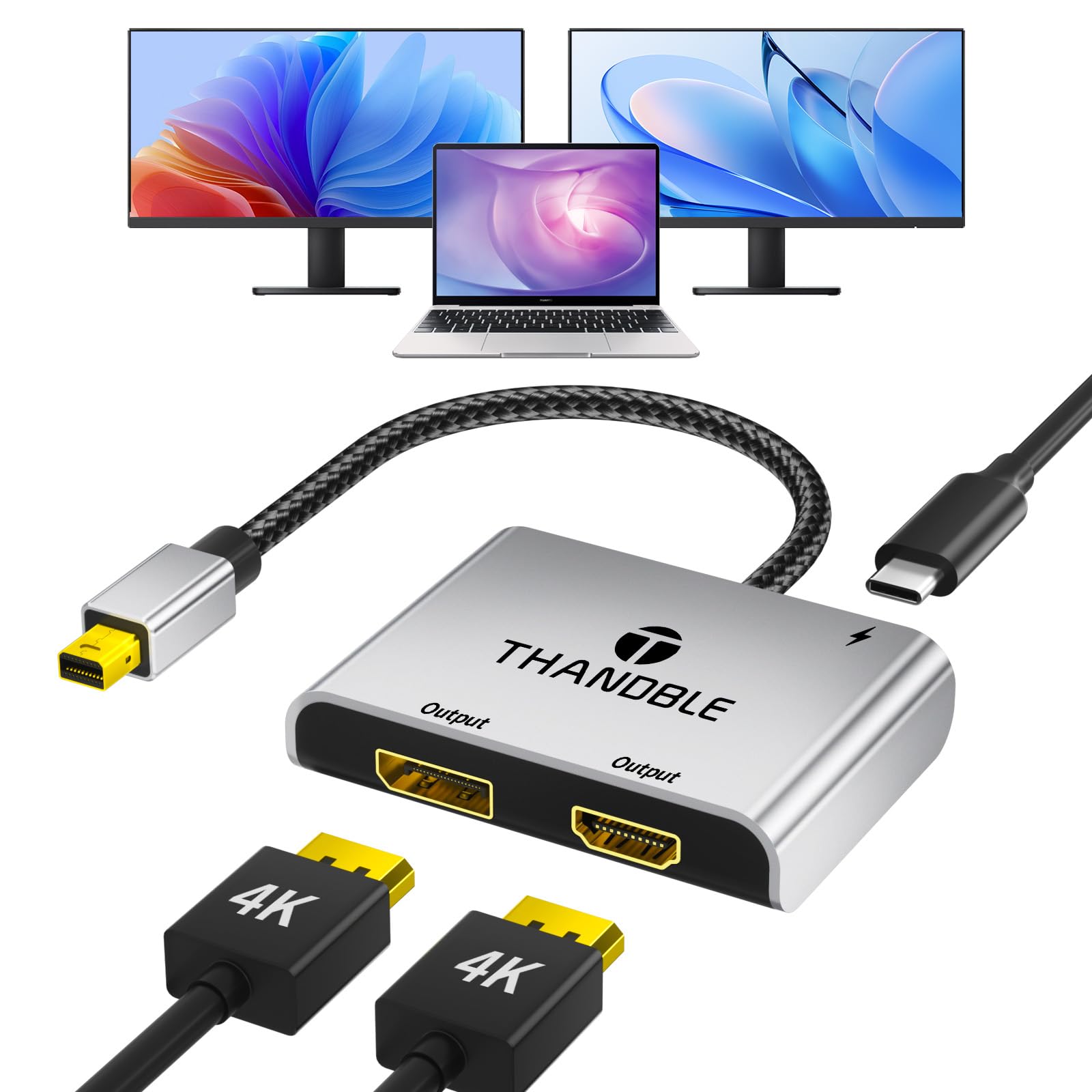 Adaptador mini DP a HDMI y Displayport
