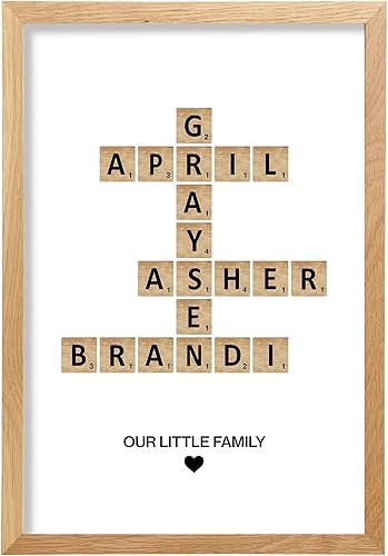 Cartel o lienzo personalizado con nombre de la familia, estampado de Scrabble de crucigrama, mosaico de letras familiares, rompecabezas con nombre,