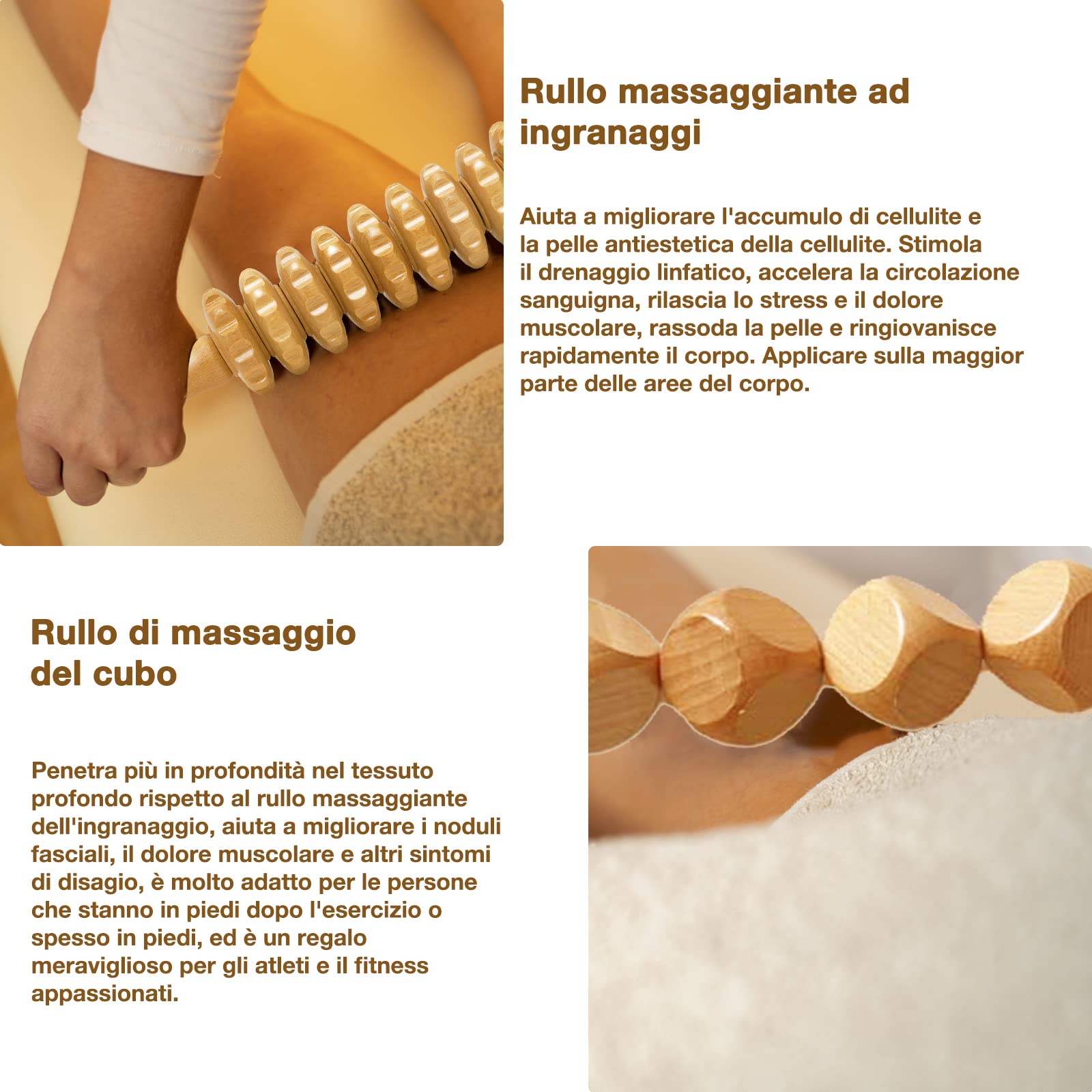 6PCS Maderoterapia Kit,Massaggiatore Anticellulite Legno,Adatto Tutto Corpo | Rullo Massaggiante Cellulite, Drenaggio Linfatico Gua Sha Coppa Per Sollievo Dolore E Rilassamento Collo, Gambe, Schiena