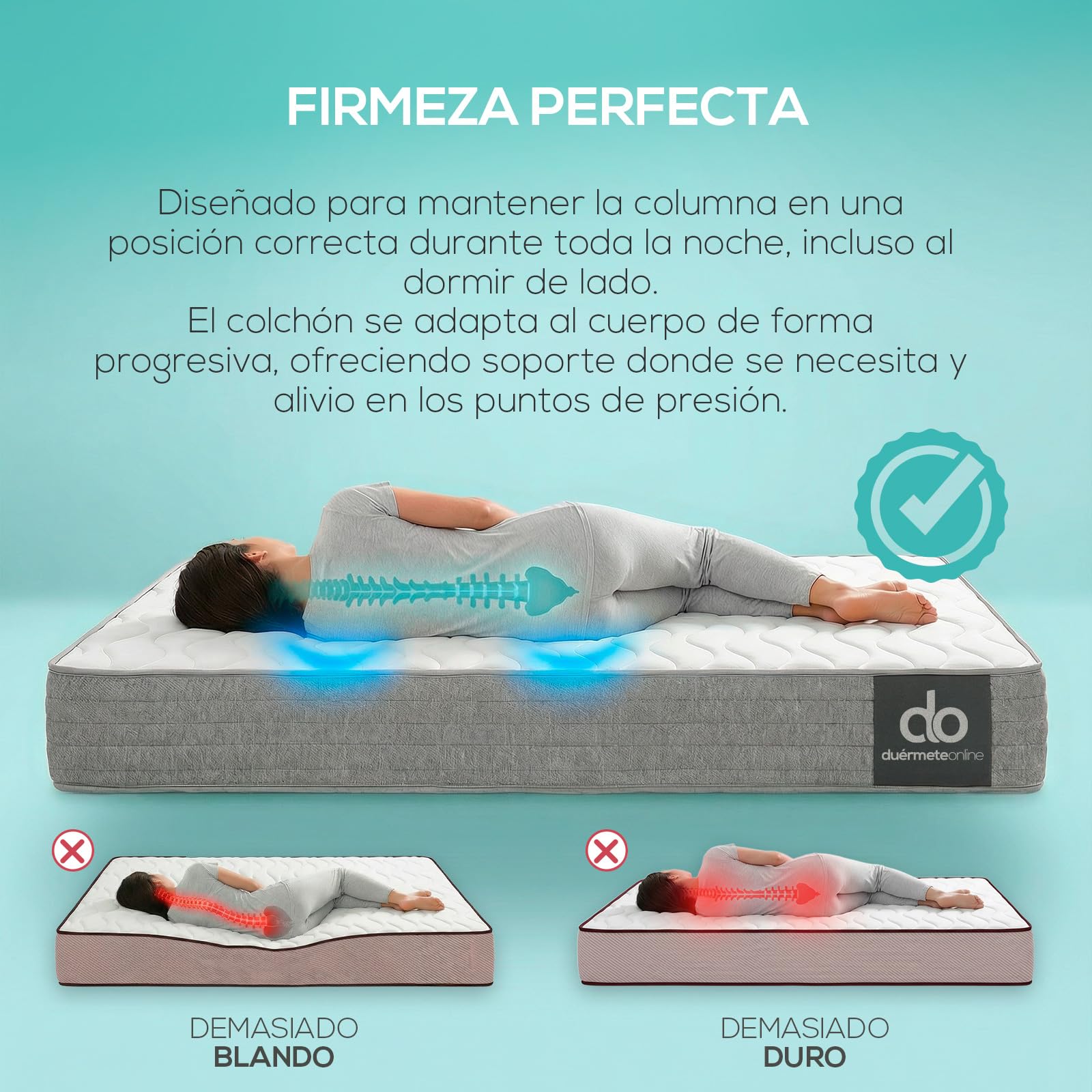 Duérmete Online - Colchón 90 x 190 Viscoelástico Frida con Cara Invierno/Verano, Ergonómico, Confort y Dureza Óptimos, Higiénico y Transpirable, Grosor 21cm