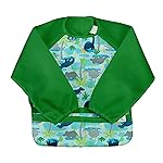 Green Sprouts Easy-wear Long Sleeve Bib | Waterproof Protection | Flipped Pocket, Soft Material, Easy Clean Smock
