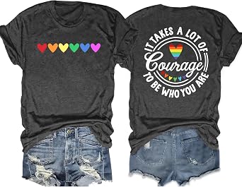 Pride Shirts for Women Rainbow Graphic T-Shirt LGBTQ Equality Tee Proud Ally Outfits Pride Month Tops
