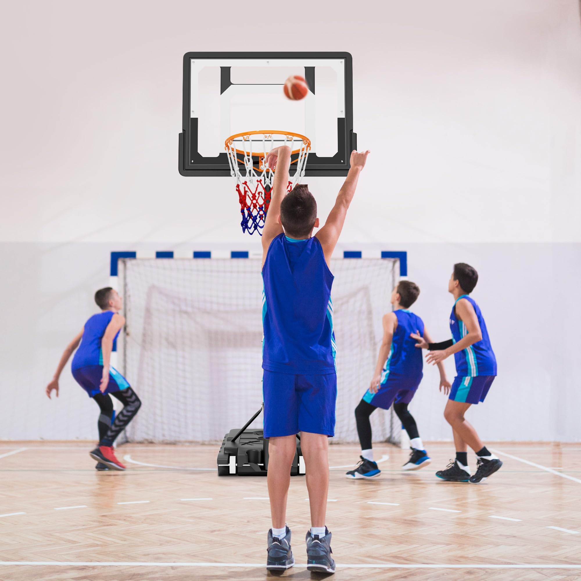 SogesHome Soporte de baloncesto ajustable en altura, canasta de baloncesto con soporte, canasta de baloncesto móvil para el jardín con ruedas, canasta de baloncesto rellenable con agua o arena