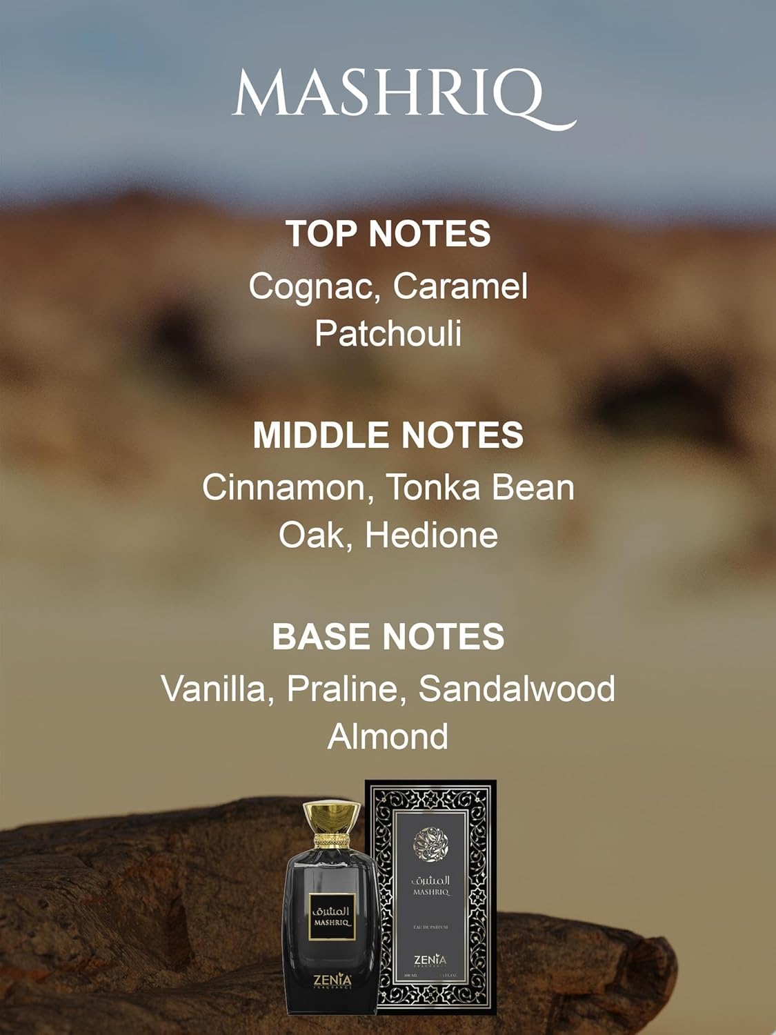 Zenia Mashriq Eau de Parfum EDP Spray for Men & Women – 3.4oz / 100ml | Long Lasting Warm Spicy Gourmand Fragrance with Cognac, Caramel, Cinnamon & Vanilla - Image 5