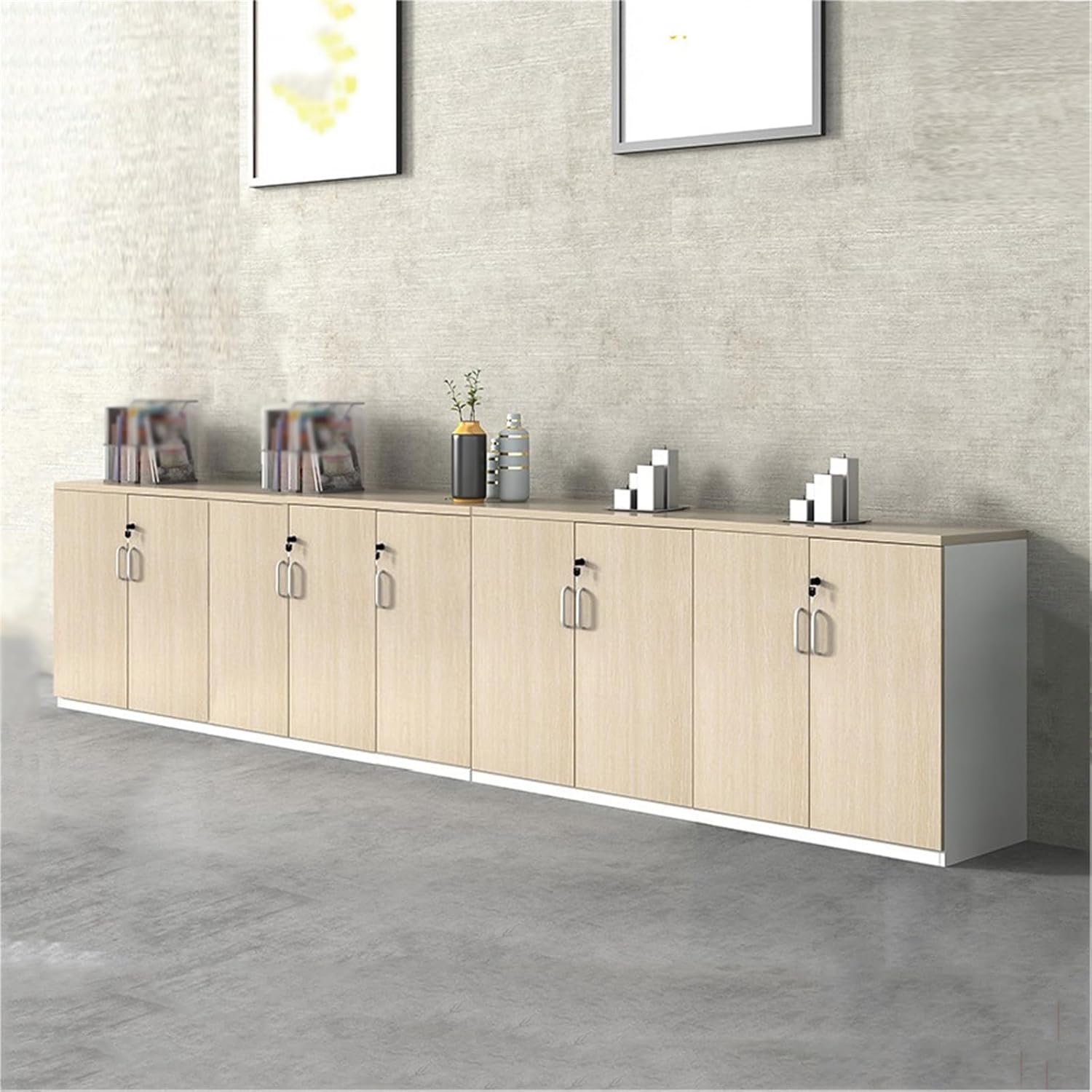 File Cabinets Combination Filing Cabinet Wooden Storage Printer Shelf Nine Doors with Locking Data 3.6 Meter Office