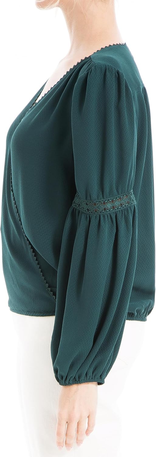 Max Studio Womens Satin Bubble Sleeve Blouse - Image 4