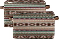 Vista 2 de xigua Cesta de almacenamiento mexicana de sarape a rayas, colorido contenedor de almacenamiento con asa, cubo de almacenamiento grande plegable