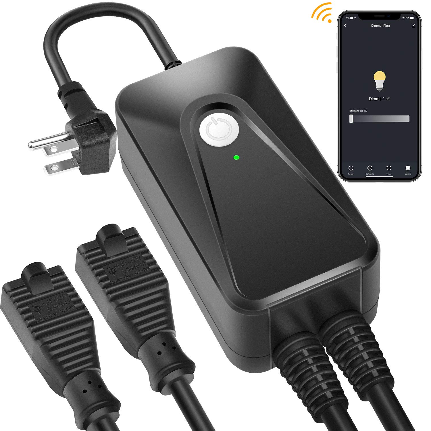 Remon Smart Plug-in Dimmer with 2 Socket, 400 Watts Wireless Control Wi-Fi 2.4GHz (Normal, 1)