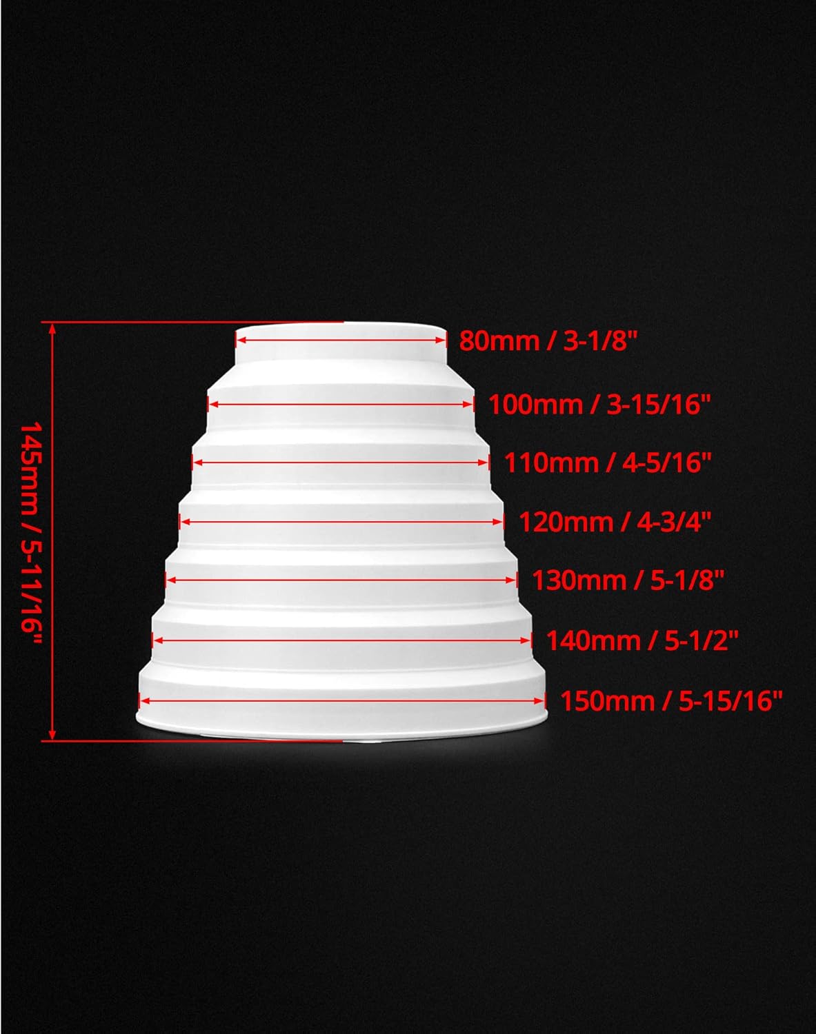 QWORK Duct Inline Reducer, 2 Pack Universal 3 4 5 6 Inch Increaser Connector to Vent Adapter Plastic Hose Pipe Reducer