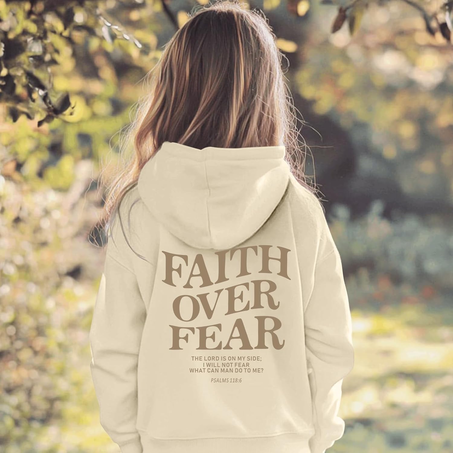KEEVICI Cute Christian Graphic Hoodies For Girls Faith Over Fear Hoodie Kids Jesus Sweatshirt Religious Bible Verse Pullover - Image 3