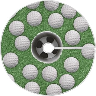 White Golf Balls on Green Missed Target 35.4" Medium Tree Skirt Circular Mat Ornament for Christmas Xmas Party Holiday Decorations