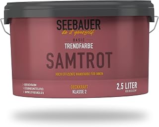 Trendfarbe Rot 2,5L (No. T07 Samtrot) für den Innenbereich - Edelmatte Wandfarbe — Empfehlung für Akzentwand mit Farbe