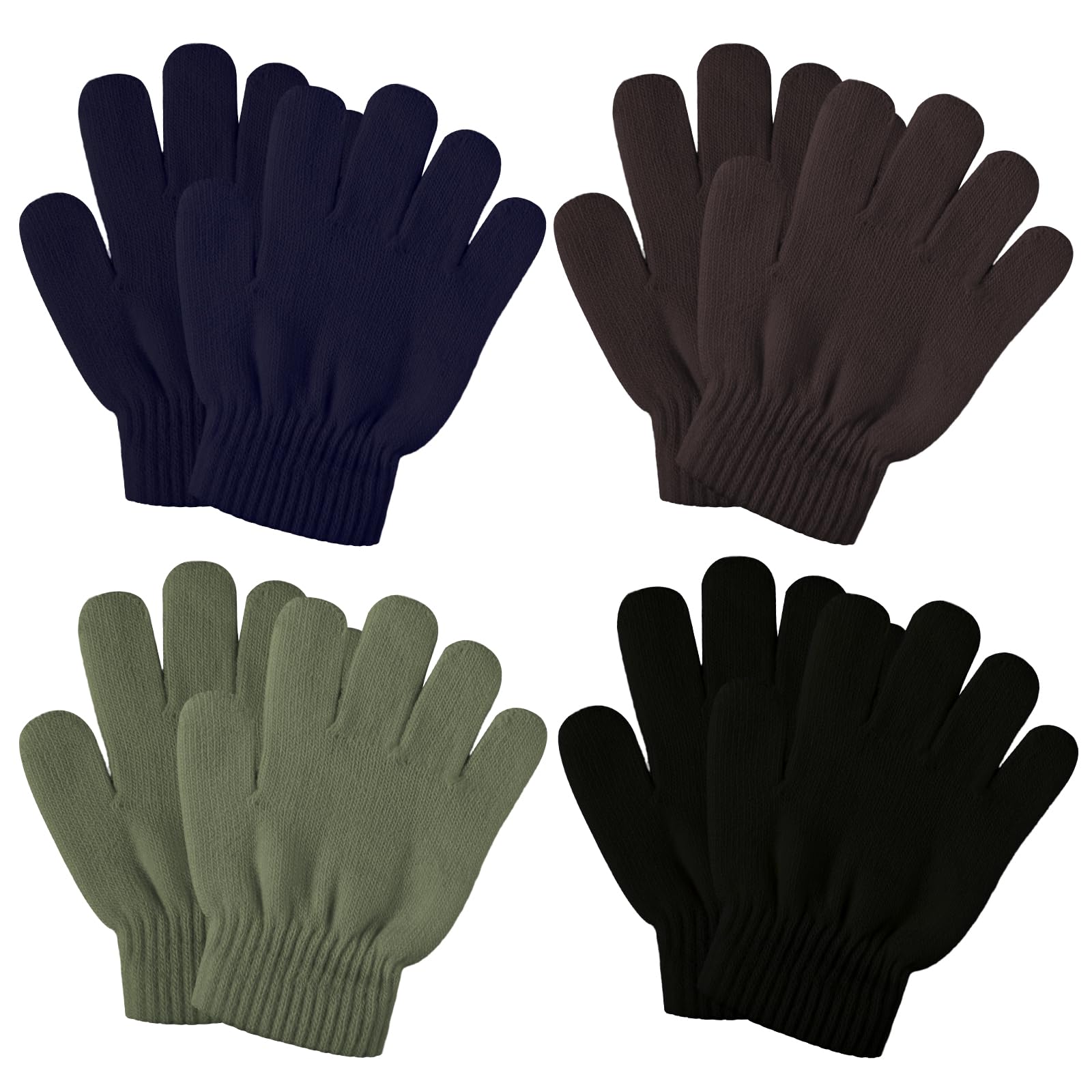 SATINIOR Guantes de Invierno de Punto para Niño 4 Pares Negro Azul Marino Café Verde Militar 1-4 años