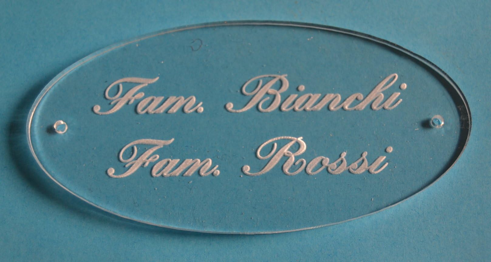 Door Sign Gate in Transparent Plexiglass 3 mm engraved 10 x 5 cm