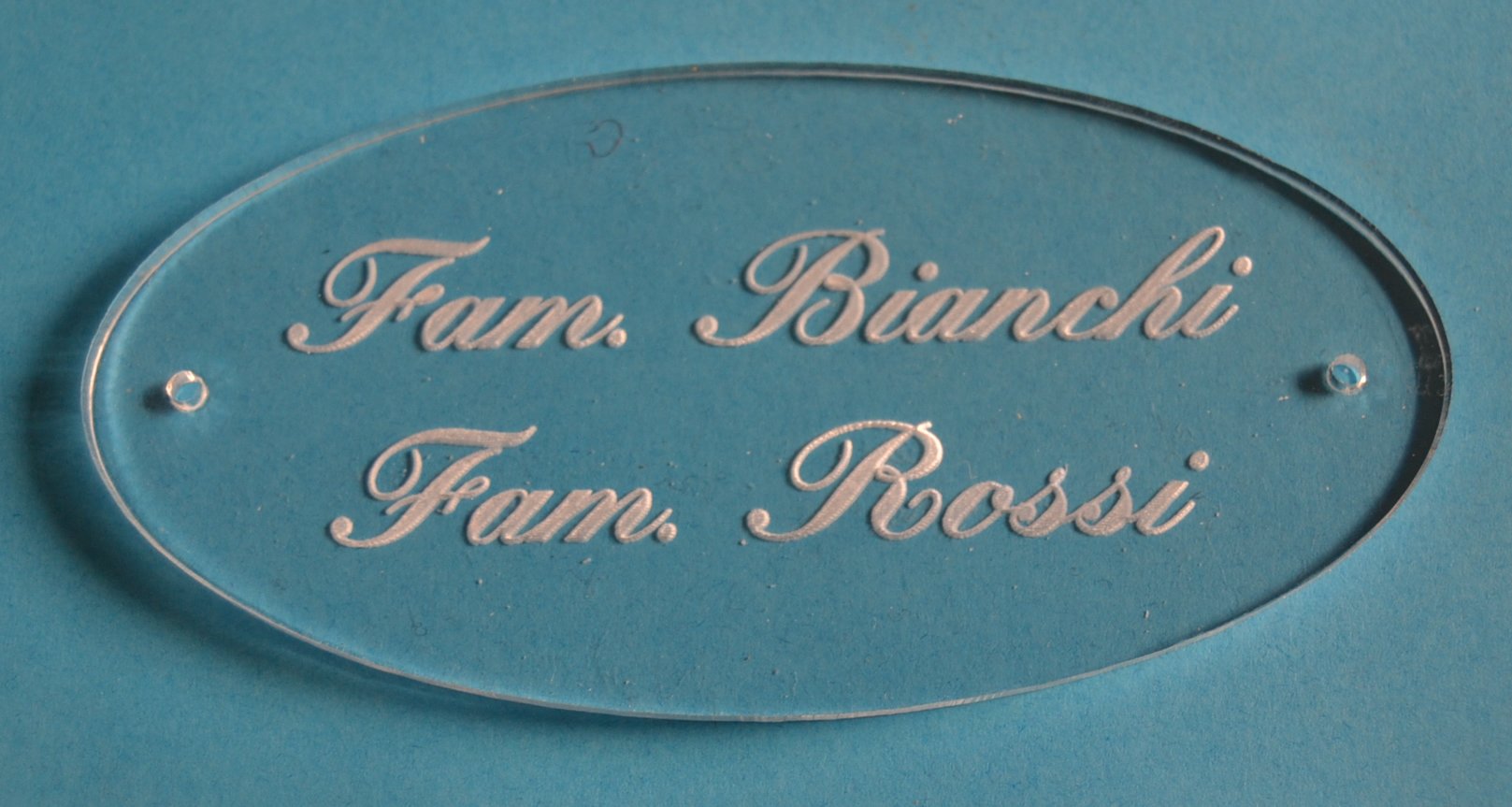 Door Sign Gate in Transparent Plexiglass 3 mm engraved 10 x 5 cm