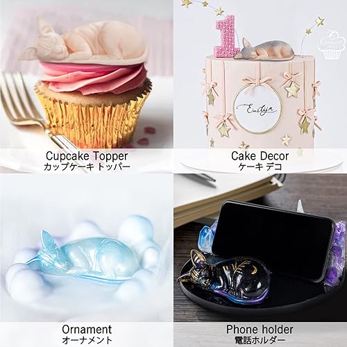 Miniatura 10 de Devil Cat - Molde de de silicona de resina epoxi con cuernos de dragón, gatito, animal, para arcilla polimérica, jabón, velas, fabricación de joyas,