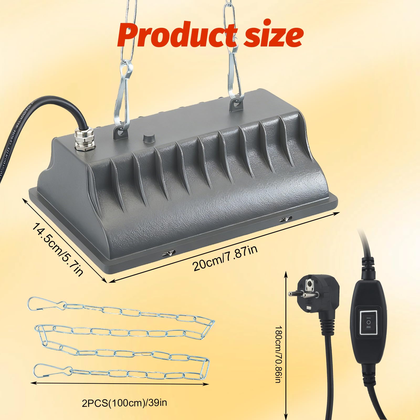 Wärmelampe Hühner, 300W/150W Kohlefaser-Heizlampe Wärmelampe- Hühnerstall, Hühnerstall Heizung mit 1.8 meter Kabel, Wasserdicht Hängende Wärmelampen Tiere für Küken, Ferkel, Hasenstall