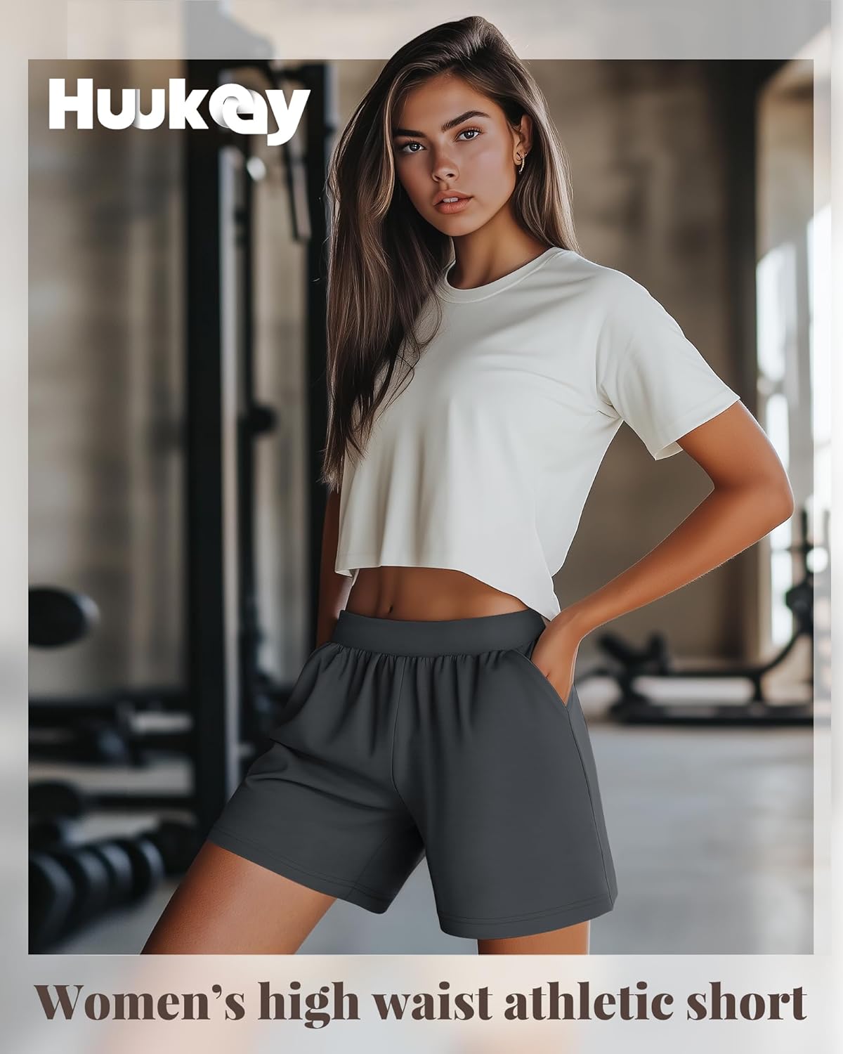 Huukeay 3 Pack Women's Sweat Shorts, Casual Summer Elastic High Waist Athletic Short Lounge Comfy Gym Sweatshorts with Pocket - Image 2