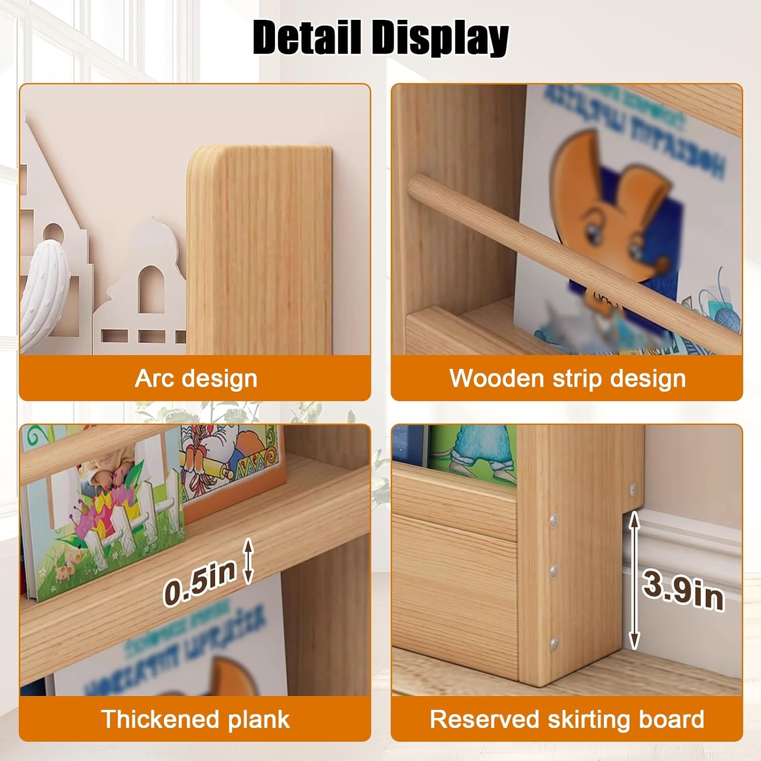 Behind The Door Bookshelf, Wooden Wall Mount Narrow Bookcase, Book Shelf with Open Display Shelves, Space-Saving, for Home＆Office(Natural,6-shelf/39.4"x3.9"x70.2")