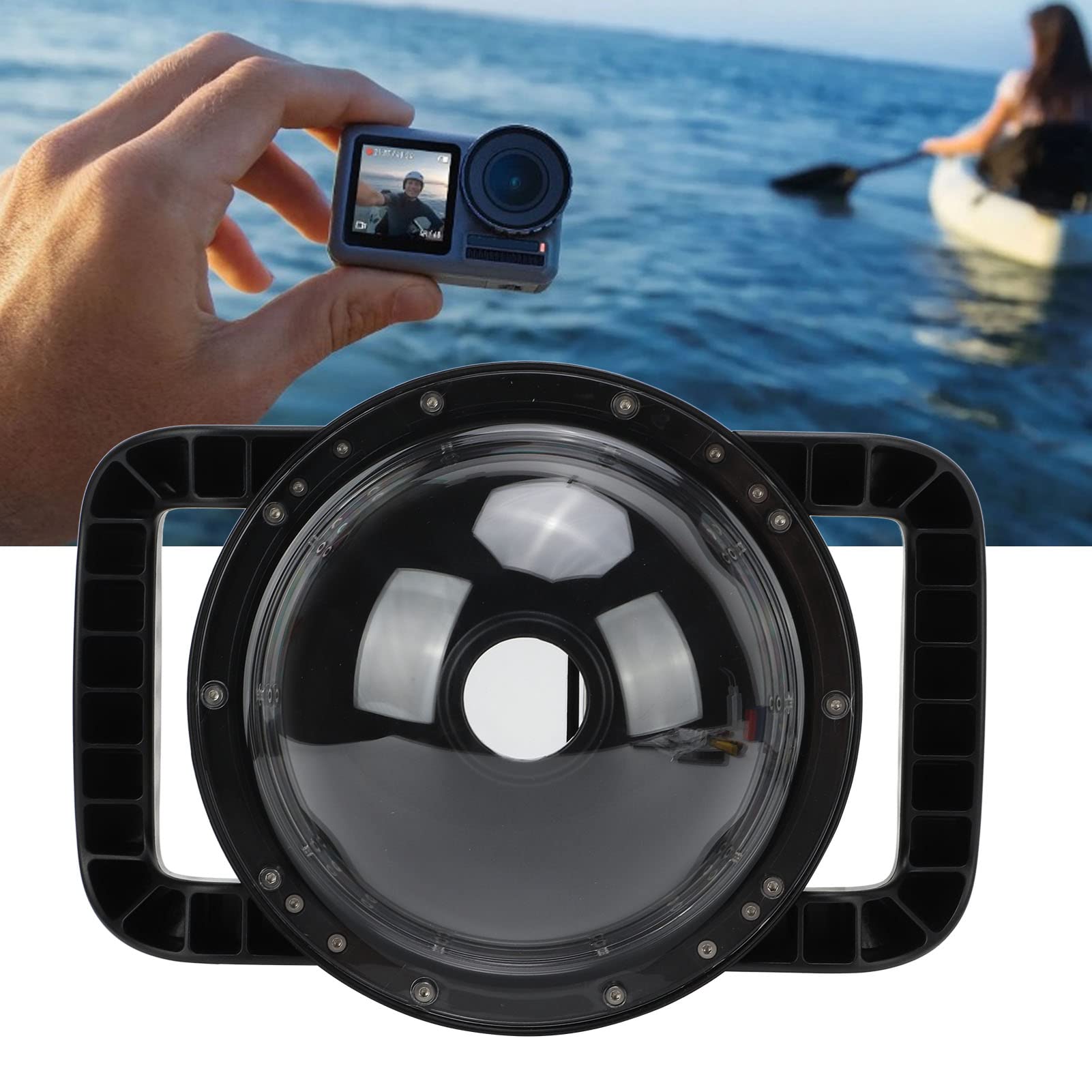 Annadue Dual Handle Stabilizer Grip Dome Port für OSMO Action Sports Camera (XTGP546), Unterwasser Gegenlichtblende, Tauchmasken, wasserdichte Fisheye Abdeckung