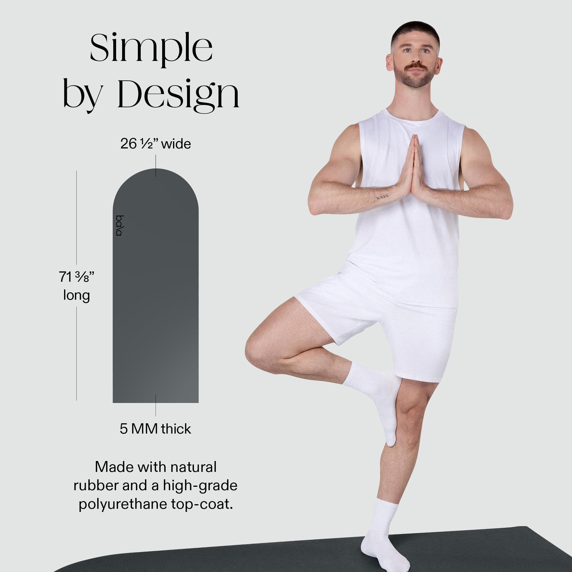 Bala Esterilla de yoga para gimnasio en casa, antideslizante, para el hogar, estiramiento, pilates, aeróbicos, entrenamiento en el suelo y fitness, esterilla de entrenamiento en interiores