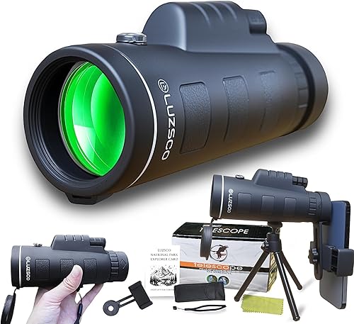 Monoculares para adultos de alta potencia de 10 x 42 – Telescopio monocular compacto impermeable con trípode y adaptador para teléfono inteligente