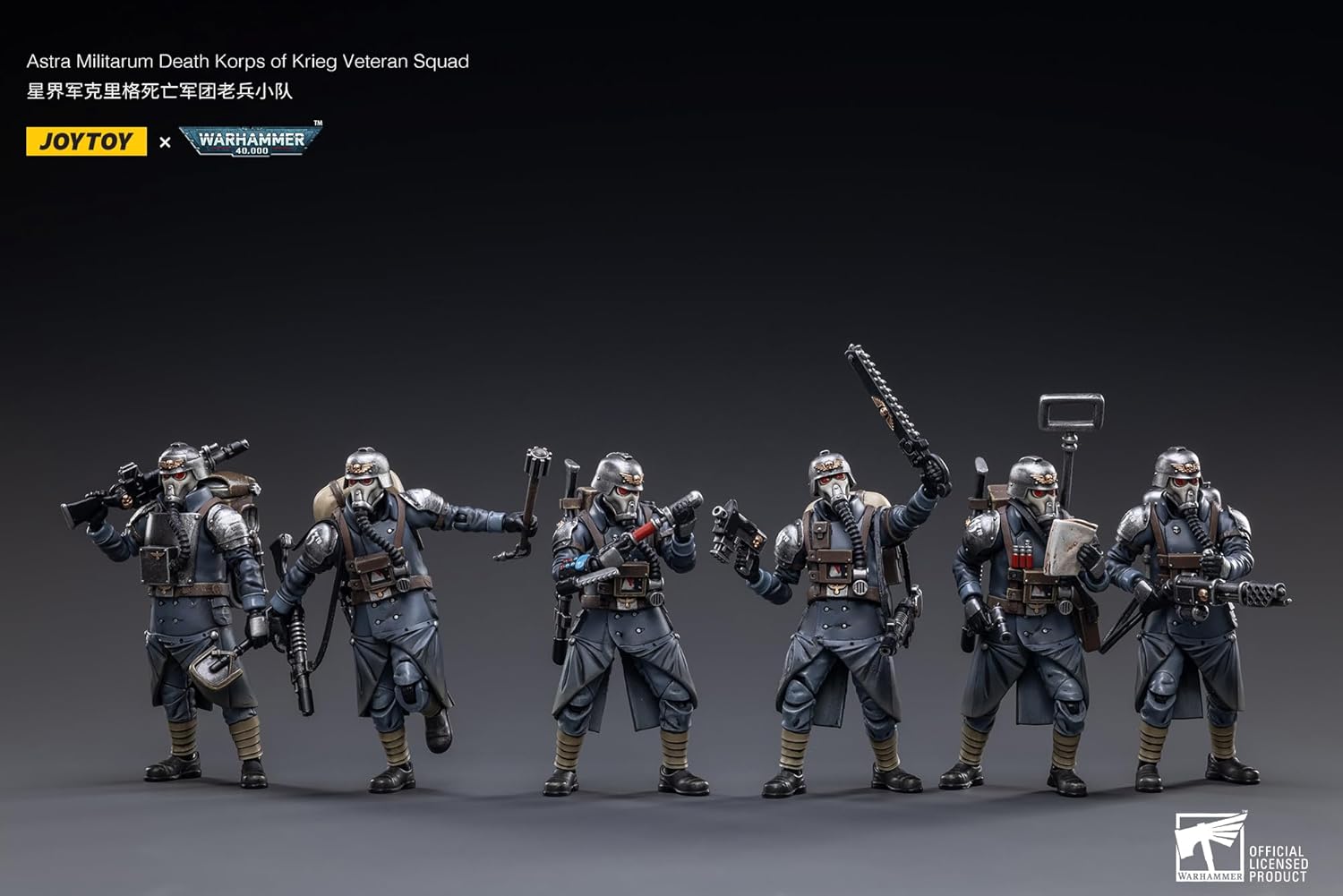 JOYTOY Warhammer 40k 1/18 Action Figure Astra Militarum Death Korps of Krieg Veteran Squad 6PCS 4-inch Collectible Gifts,Toys for Kids 15+ and Adults Pre-Order