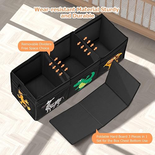 Miniatura 5 de YOHOOLYO Caja de juguetes para niños, 155 L, organizador de almacenamiento plegable extra grande con tapas, caja de juguetes grande, contenedor