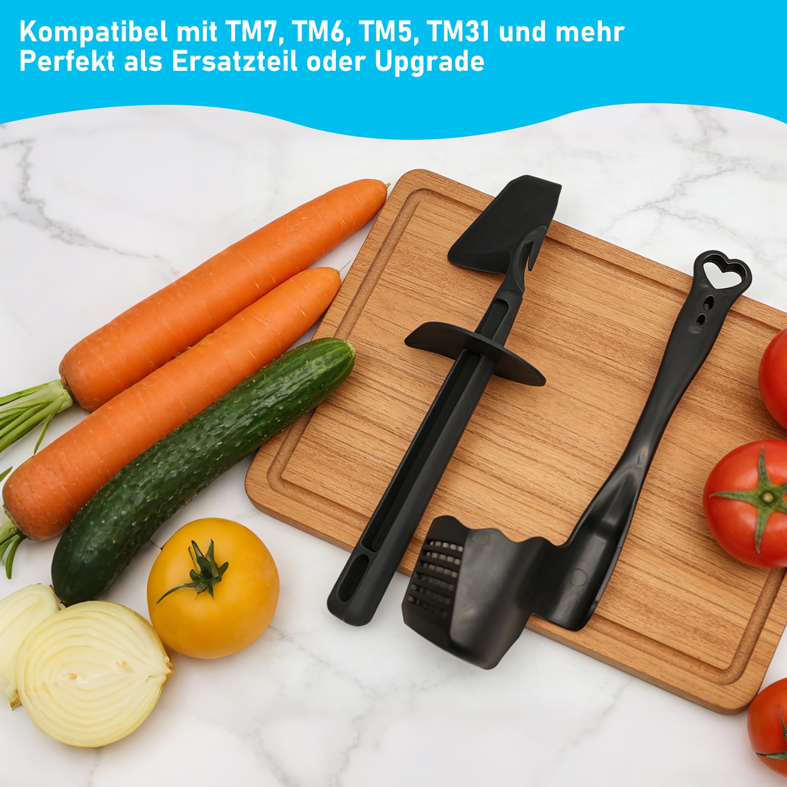 2 Stück Spatel Rotationsspatel, lebensmittelecht, Thermomix TM6 TM5 TM7 | Teigschaber für Vorwerk Küchenmaschine, Kochen & Backen