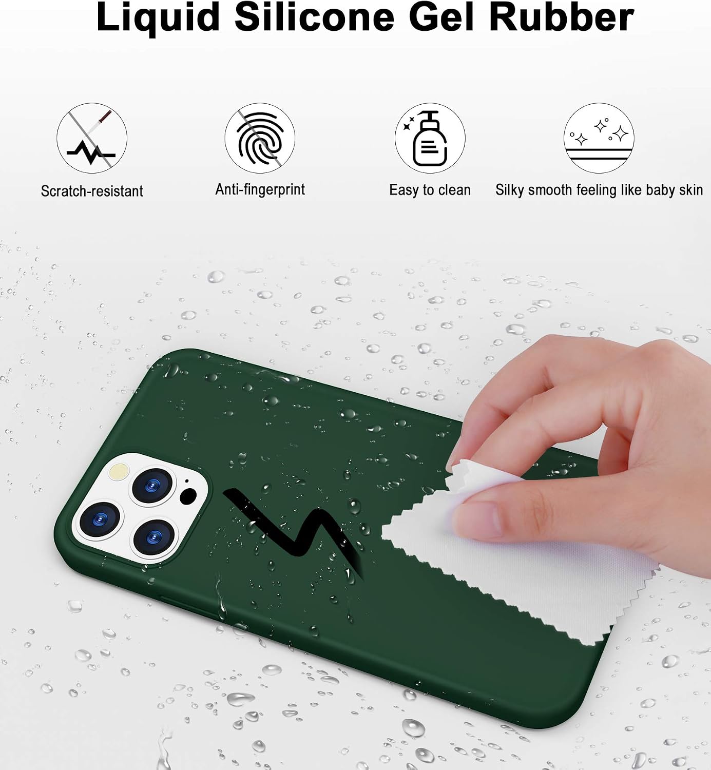 Compatible with iPhone 12 Pro Max Silicone Case Liquid Silicone Case for iPhone 12 Pro Max with Microfiber Lining Gel Rubber Full Body Protective Case for iPhone 12 Pro Max 6.7” (Pine Green)