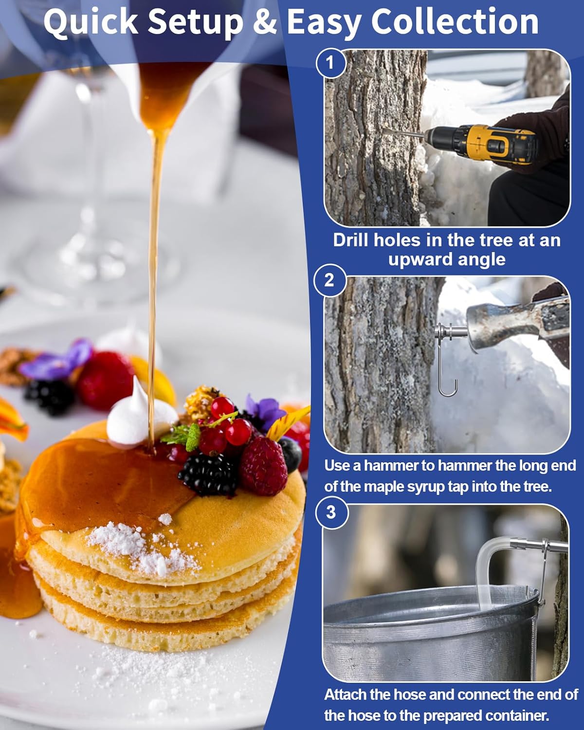 CIMALAB Maple Syrup Tapping Kit (12 Set), Maple Tree Tapping Kit, Include 12 Stainless Steel Maple Syrup Taps, 12 Maple Syrup Tube, 3 Maple Sap Filters, Maple Tree Taps for Maple Syrup Making Supplies