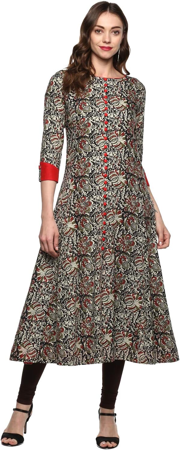 Yash Gallery Designer Kalamkari Print Womens Cotton Anarkali Kurta