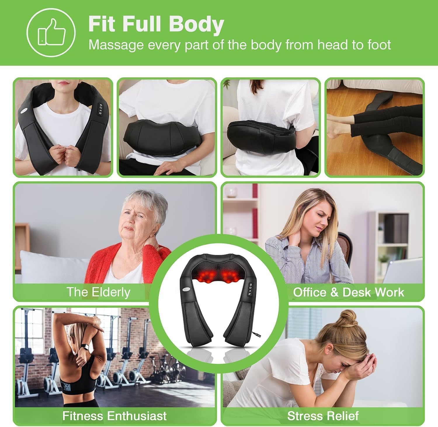 Cotsoco Massaggiatore Cervicale, Massaggiatore Cervicale Collo Spalle e Schiena Senza fili Migliorato con Calore, 3 Velocità Regolabili e Direzione Regolabile, Ottimo Regalo per Donne/Uomini/Genitori