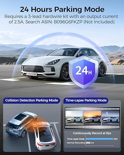 Miniatura 5 de AZDOME Cámara de tablero M550 Pro 5G WiFi de 3 canales GPS integrado, cámara de tablero dual 4K frontal y trasera con tarjeta de 64 GB, cámara