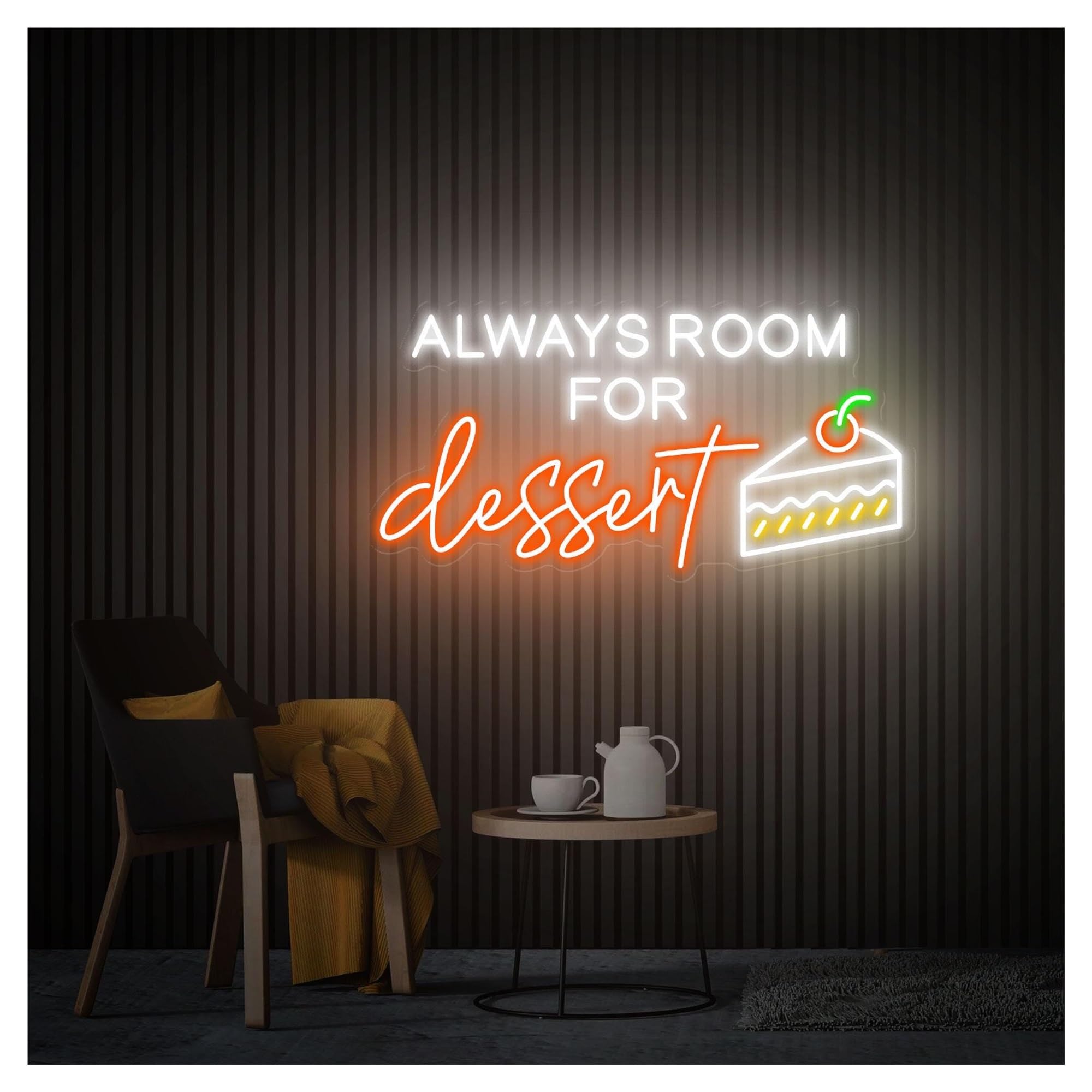 RONGCH Hanging Art Signs Always Room for Dessert Neon Sign,Suitable for Cafe Bakery Shop Wall Decor with Dimmable 26cmx50cm(F)