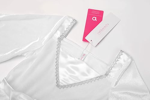 Miniatura 3 de ReliBeauty Disfraz de ángel para niños, vestido de tul de princesa blanco con alas y halo
