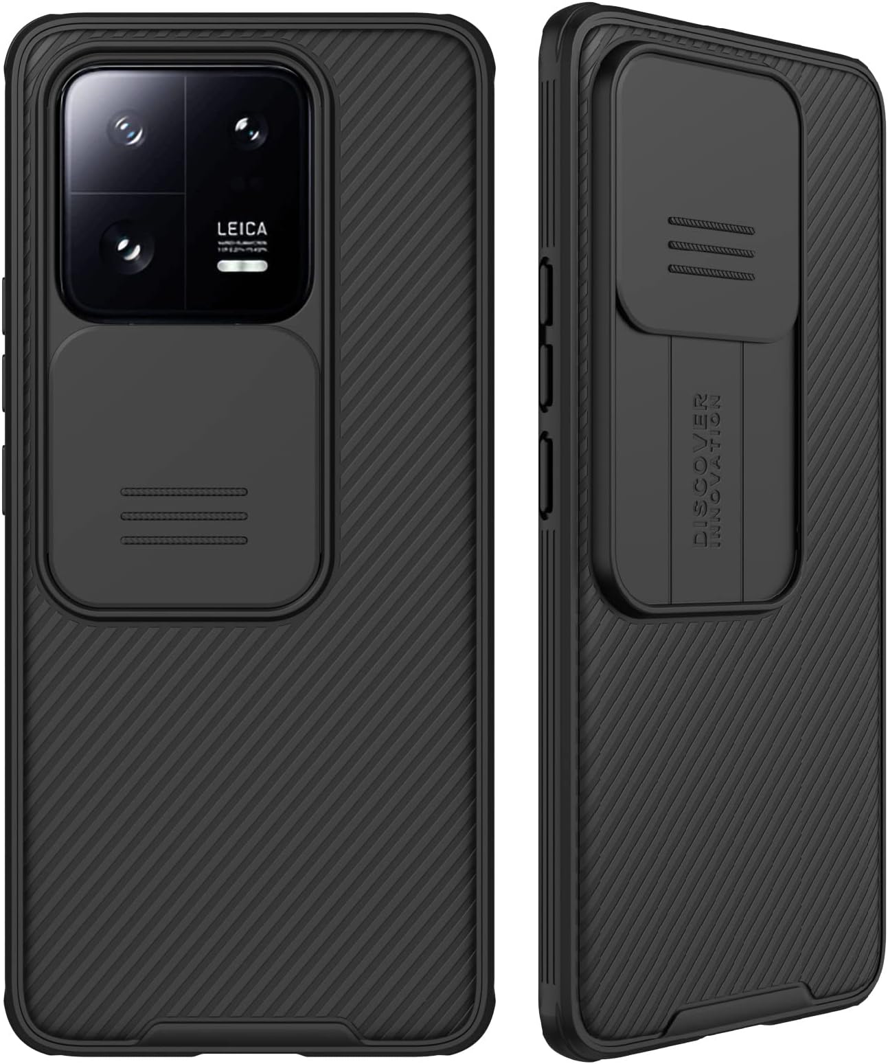 WVOZWWO for Xiaomi 13 Pro Case Cover, Xiaomi mi 13 Pro Phone Case with Slide Camera Protector Cover Hard PC TPU Slim Rugged Shockproof Protective Phone Case for Xiaomi mi 13 Pro (Black)