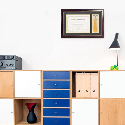 Miniatura 4 de GraduatePro Marco de diploma de 11 x 17 pulgadas con soporte de borla para regalo de graduación de certificado de 8.5 x 11, borde dorado de caoba