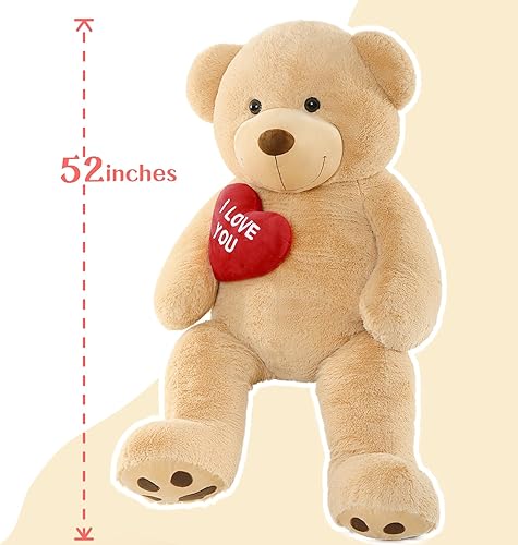 Miniatura 5 de Oso de peluche gigante de corazón rojo de 6 pies, oso de peluche grande con bordado I Love You para novia, Navidad, cumpleaños, regalos enormes de