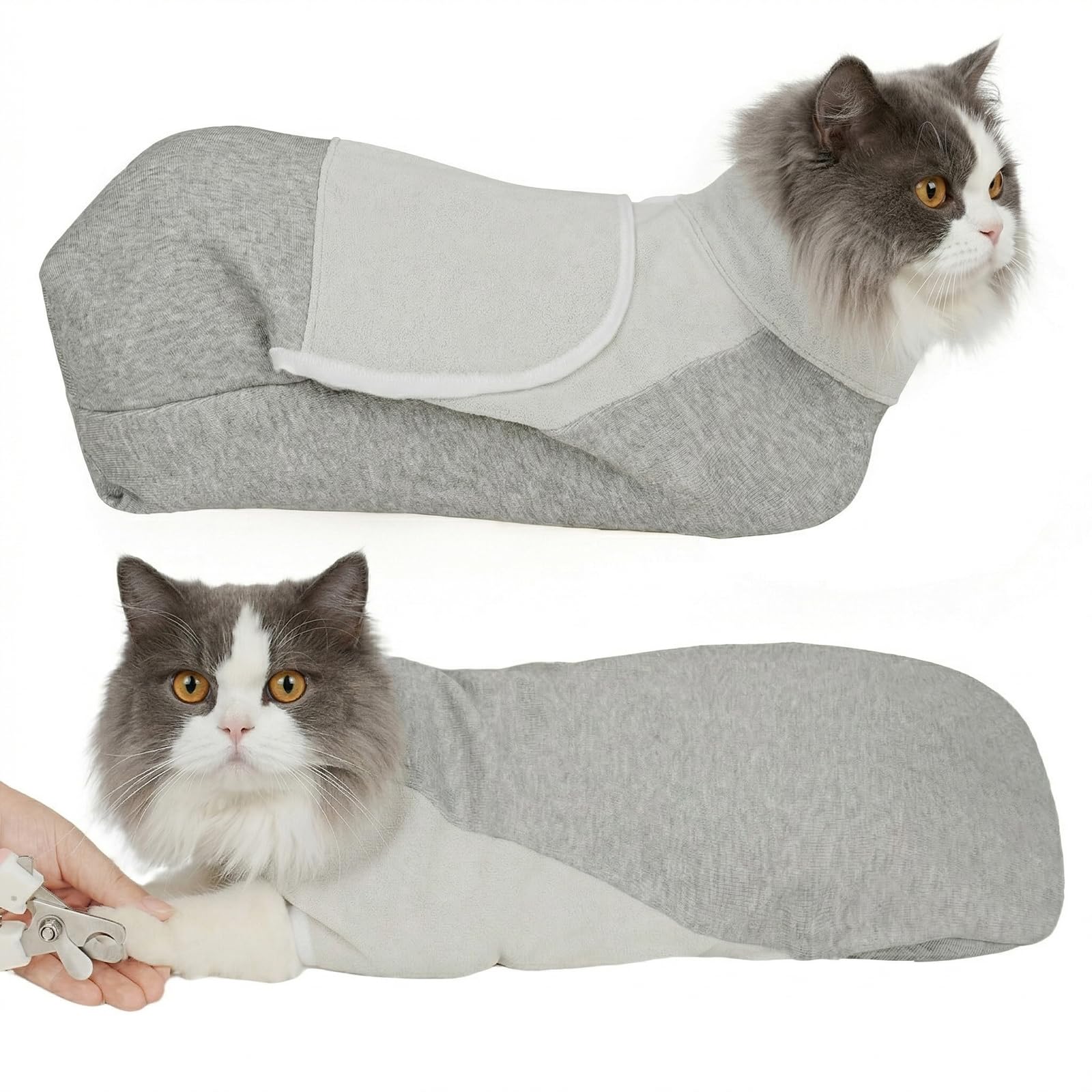 Envoltura para cortar uñas para gatos, bolsa de sujeción autoadhesiva para cortar uñas de gato, antiarañazos, envoltura de aseo para gatos, para medicamentos, líquidos SubQ, limpieza de oídos