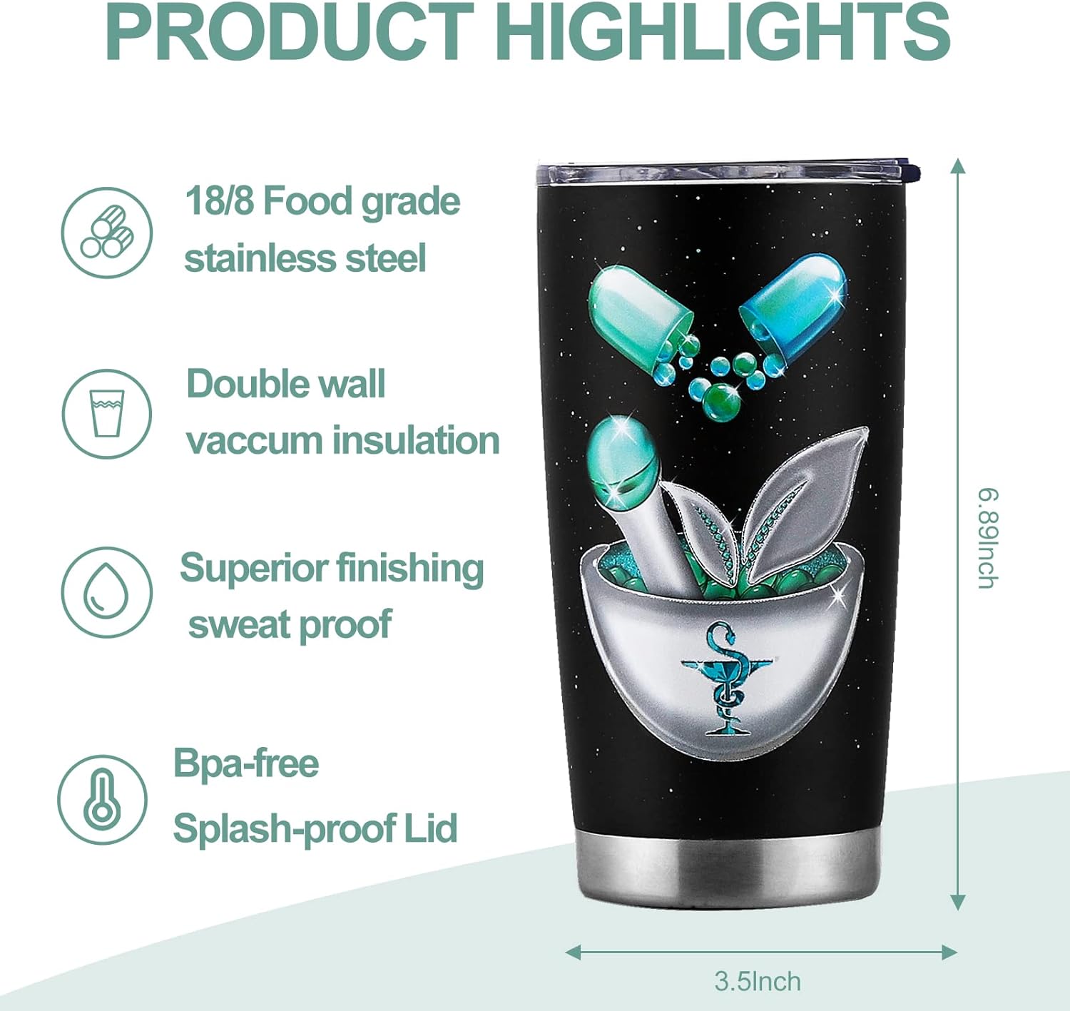 kwsnatel Pharmacist Gift - Stainless Steel Travel Mug for Women or Men - 20 oz Pharmacy Tech Birthday Gift - Image 5