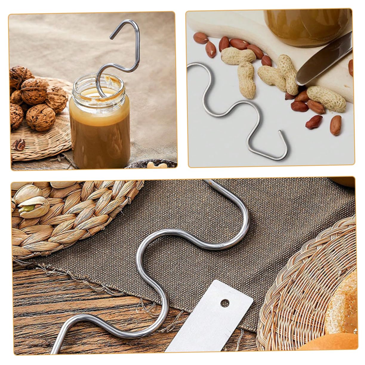 GRIRIW Stirrer Tool Nut Butter Mixer Food Grade Stainless Steel Stirring Rod for Easy Use