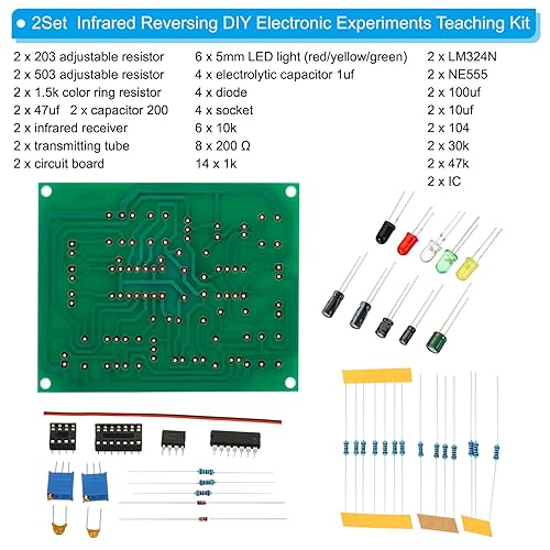 Miniatura 6 de PATIKIL Junta de práctica de soldadura, 1 juego de electrónica kit prototipo placa PCB DIY circuito de soldadura infrarrojo inversión SMDSMT para