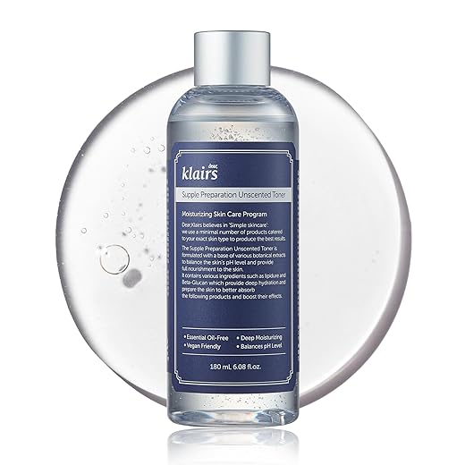 DearKlairs Unscented Toner, Lightweight Hydrating Toner for Sensitive Skin, Alcohol-Free, Essential Oil-Free, Vegan Formula, 6.08 fl oz