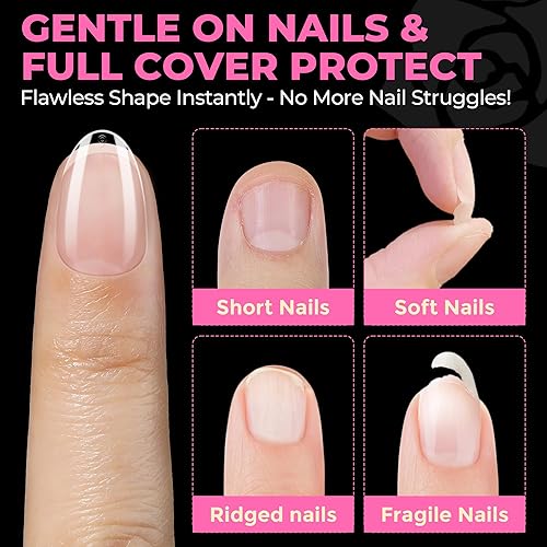 Miniatura 7 de UNA GELLA Puntas de uñas de almendra extra cortas, cobertura completa, 504 unidades, puntas de uñas cortas en forma de almendra, puntas de uñas