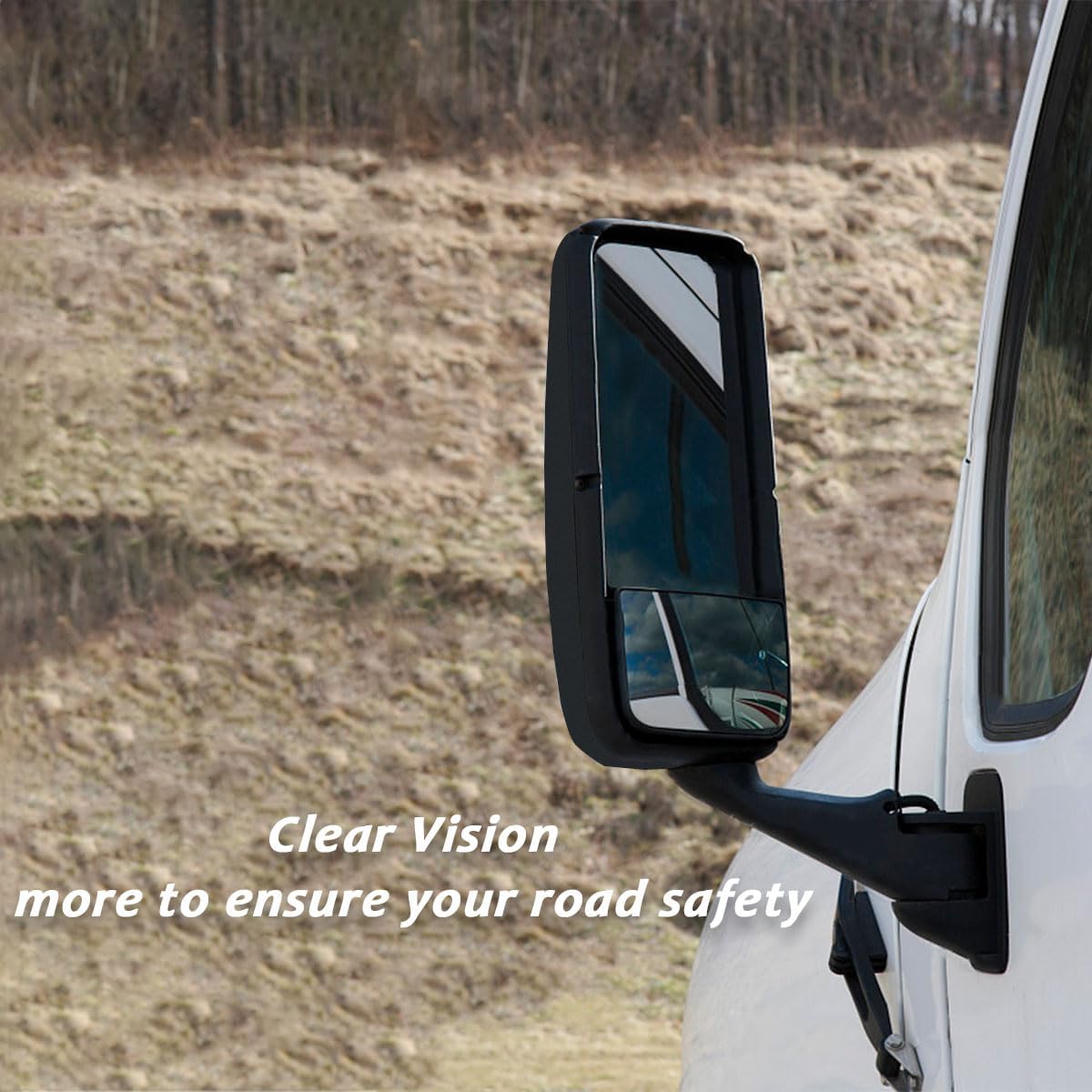 Door Mirror for FREIGHTLINER CASCADIA, Driver Side Black Heated & Motorized Door Mirror Assembly for FREIGHTLINER CASCADIA 2008-2017 (Painting (Black), Left)