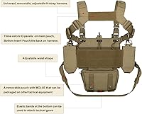 Vista 3 de YAKEDA - Chaleco táctico con bolsillo para revista, ajustable, desmontable, corte láser, modular Molle