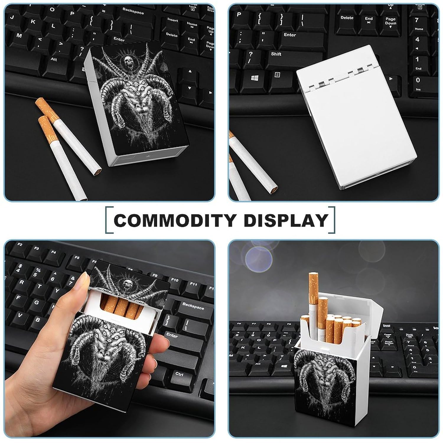 Baphomet Satan Goat Cigarette Case for Men Women Flip Open Cigarette Box Holder for Travel Party image 5